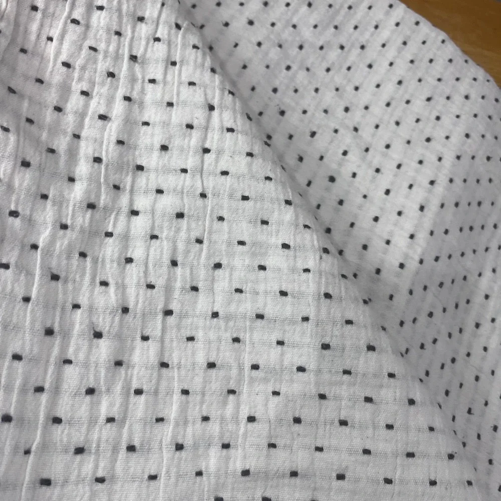 IKEA Jakobslilja Bedspread White Black Dash Crinkle Gauze 84x92 Scandi Boho King